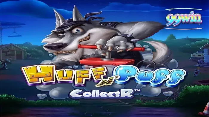 Giao diện trò chơi Huff N' Puff CollectR với các chú heo và sói
